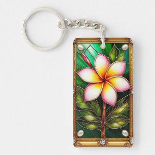 Porte-clés Conception florale dans un cadre doré