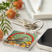Porte-clés Conception florale de moineau Nature pour le style (Devant Droit)