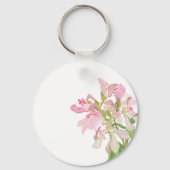 Porte-clés Conception florale d'orchidée rose – Art botanique (Verso)