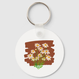 Porte-clés Conception florale rustique sur fond marron