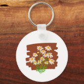 Porte-clés Conception florale rustique sur fond marron (Recto)
