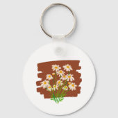 Porte-clés Conception florale rustique sur fond marron (Verso)