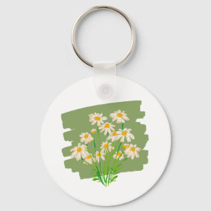 Porte-clés Conception Florale Rustique sur Fond Vert