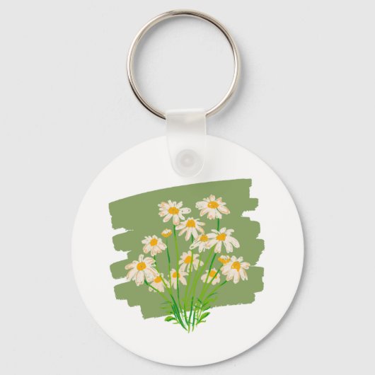 Porte-clés Conception Florale Rustique sur Fond Vert (Recto)