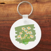 Porte-clés Conception Florale Rustique sur Fond Vert (Recto)