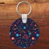 Porte-clés conception géométrique de néon Abstrait (Verso)