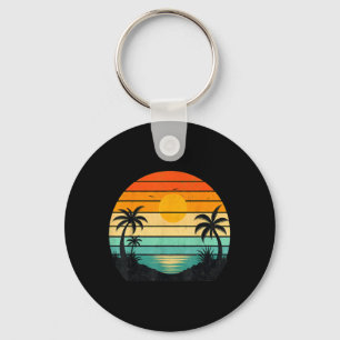 Porte-clés Conception Graphique Palmiers Coucher de Soleil Ré