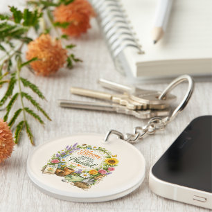 Porte-clés Conception Inspirante de Jardin Floral Aquarelle