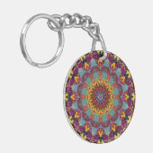 Porte-clés Conception Mandala Géométrique Violet Bleu-64351 (Devant gauche)