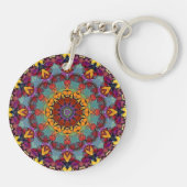 Porte-clés Conception Mandala Géométrique Violet Bleu-64351 (Dos)