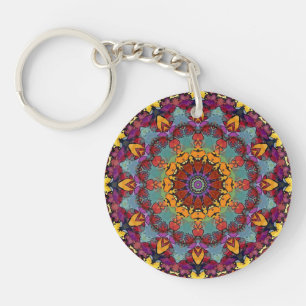 Porte-clés Conception Mandala Géométrique Violet Bleu-64351