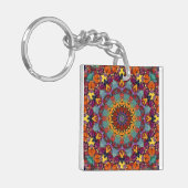 Porte-clés Conception Mandala Géométrique Violet Bleu-64351 (Devant gauche)