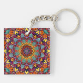 Porte-clés Conception Mandala Géométrique Violet Bleu-64351 (Dos)