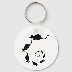 Porte-clés Conception noire mignonne de souris. Spirale des