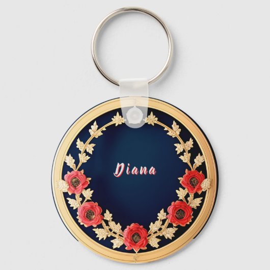 Porte-clés Conception Ornementale Florale Élégante (Recto)