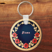 Porte-clés Conception Ornementale Florale Élégante (Recto)