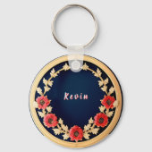 Porte-clés Conception Ornementale Florale Élégante (Verso)