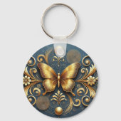 Porte-clés Conception Papillon Doré (Verso)