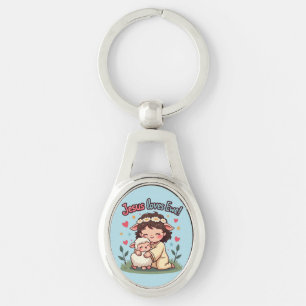 Porte-clés Conception pastel "Jésus aime Toi" Kawaii chrétien