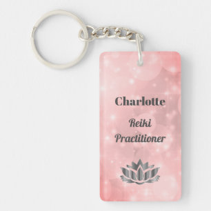 Porte-clés Conception personnalisée de praticien Reiki rose