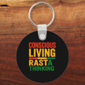 Porte-clés Conception Rasta, Vie Consciente, Citation Motivat (Recto)
