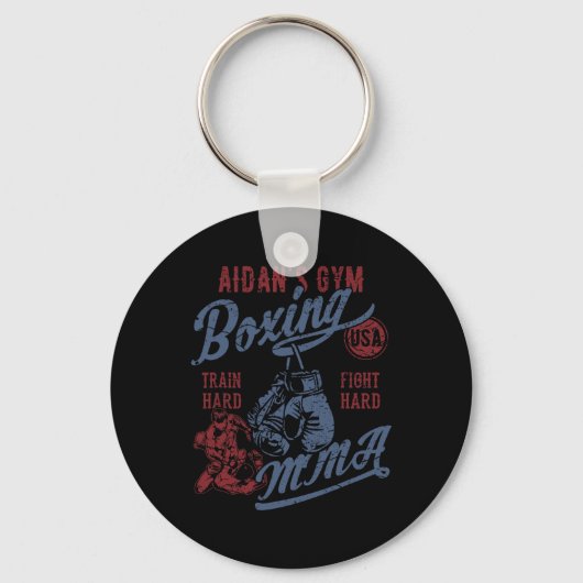 Porte-clés Conception rétro de salle de boxe MMA pour le nom (Recto)