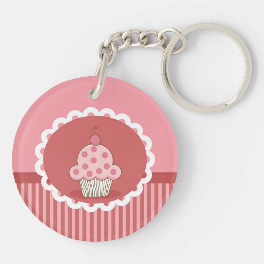 Porte-clés Conception rose de petit gâteau (Dos)