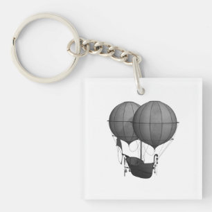 Porte-clés Conception Steampunk Machine Volante Noir et Blanc
