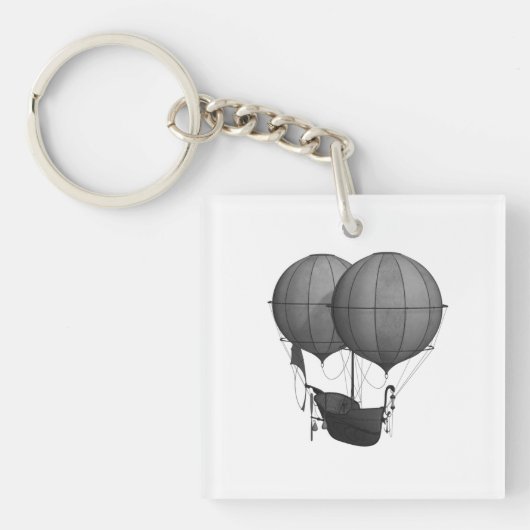 Porte-clés Conception Steampunk Machine Volante Noir et Blanc (Devant)