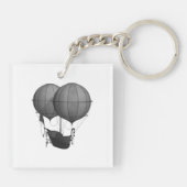 Porte-clés Conception Steampunk Machine Volante Noir et Blanc (Dos)