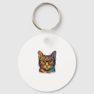 Porte-clés Conception vectorielle de chat gravé vintage avec