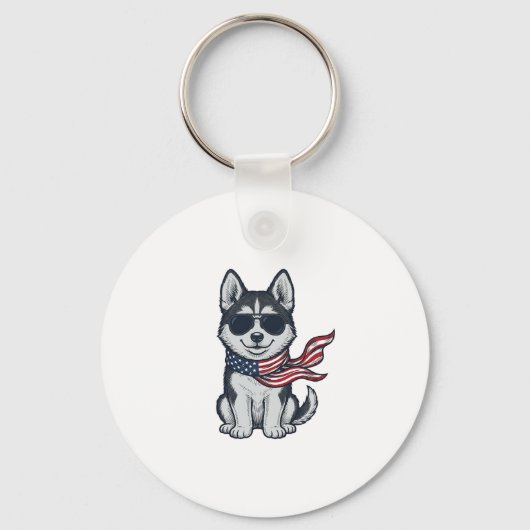 Porte-clés Conception vectorielle de chiot husky patriotique (Recto)