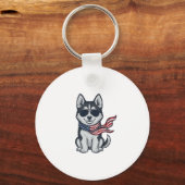 Porte-clés Conception vectorielle de chiot husky patriotique (Recto)