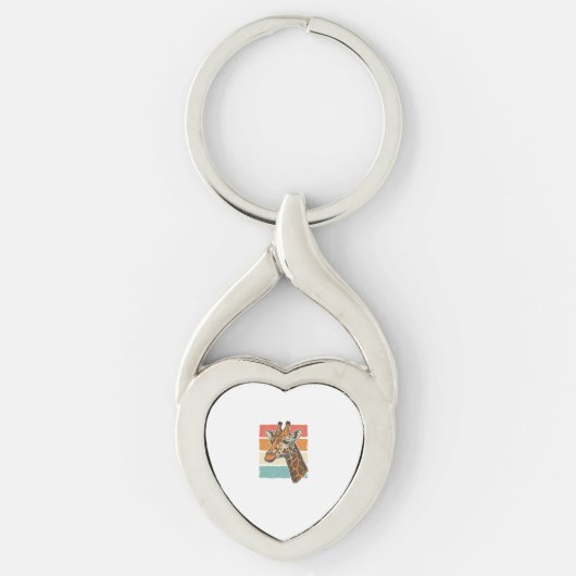 Porte-clés Conception vectorielle de tête de girafe rétro vin (Devant)