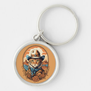 Porte-clés Conception vintage de chats Cowboy