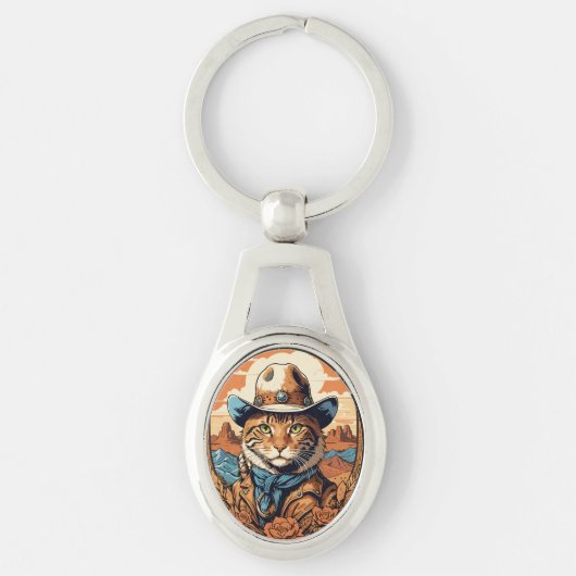 Porte-clés Conception vintage de chats Cowboy (Devant)