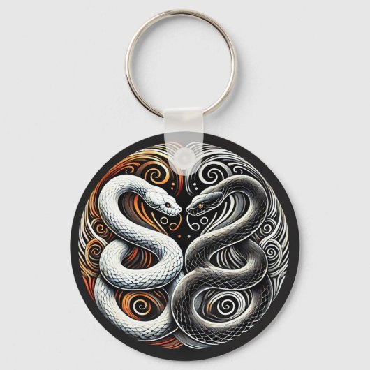 Porte-clés Conception Yin Yang avec deux serpents (Recto)