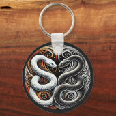 Porte-clés Conception Yin Yang avec deux serpents (Verso)