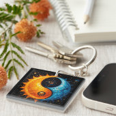 Porte-clés Conception Yin Yang représentant le soleil et la l (Devant Droit)