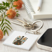 Porte-clés Conceptions Guitare & Fleurs (Devant Droit)