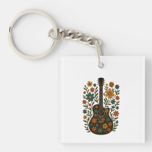 Porte-clés Conceptions Guitare & Fleurs (Devant)