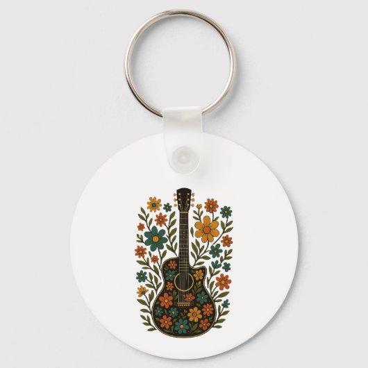 Porte-clés Conceptions Guitare & Fleurs (Recto)