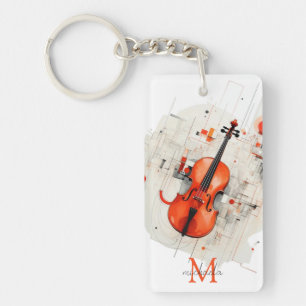 Porte-clés Concert de musique moderne pour violon Monogramme 