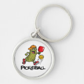 Porte-clés Concombre Drôle Jouant Pickleball (Devant)