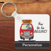 Porte-clés Conducteur d'étudiant en caricature (Recto)