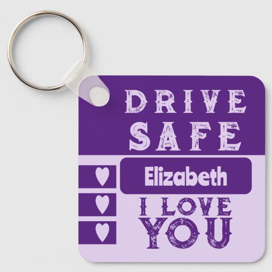 Porte-clés Conduite sécuritaire Je vous aime ajouter nom phot (Recto)