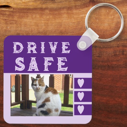 Porte-clés Conduite sécuritaire Je vous aime ajouter nom phot (Verso)