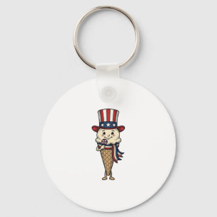 Porte-clés Cône de glace patriotique Dessin de gravure vintag