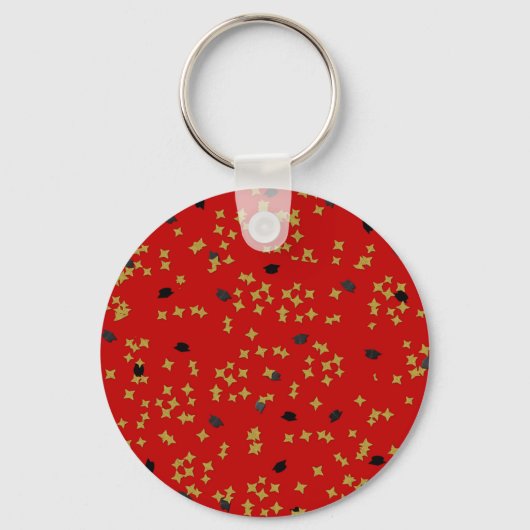 Porte-clés Confetti Red Graduation (Recto)