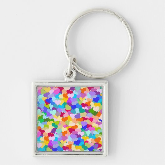 Porte-clés Confettis de coeur d'arc-en-ciel (Devant)